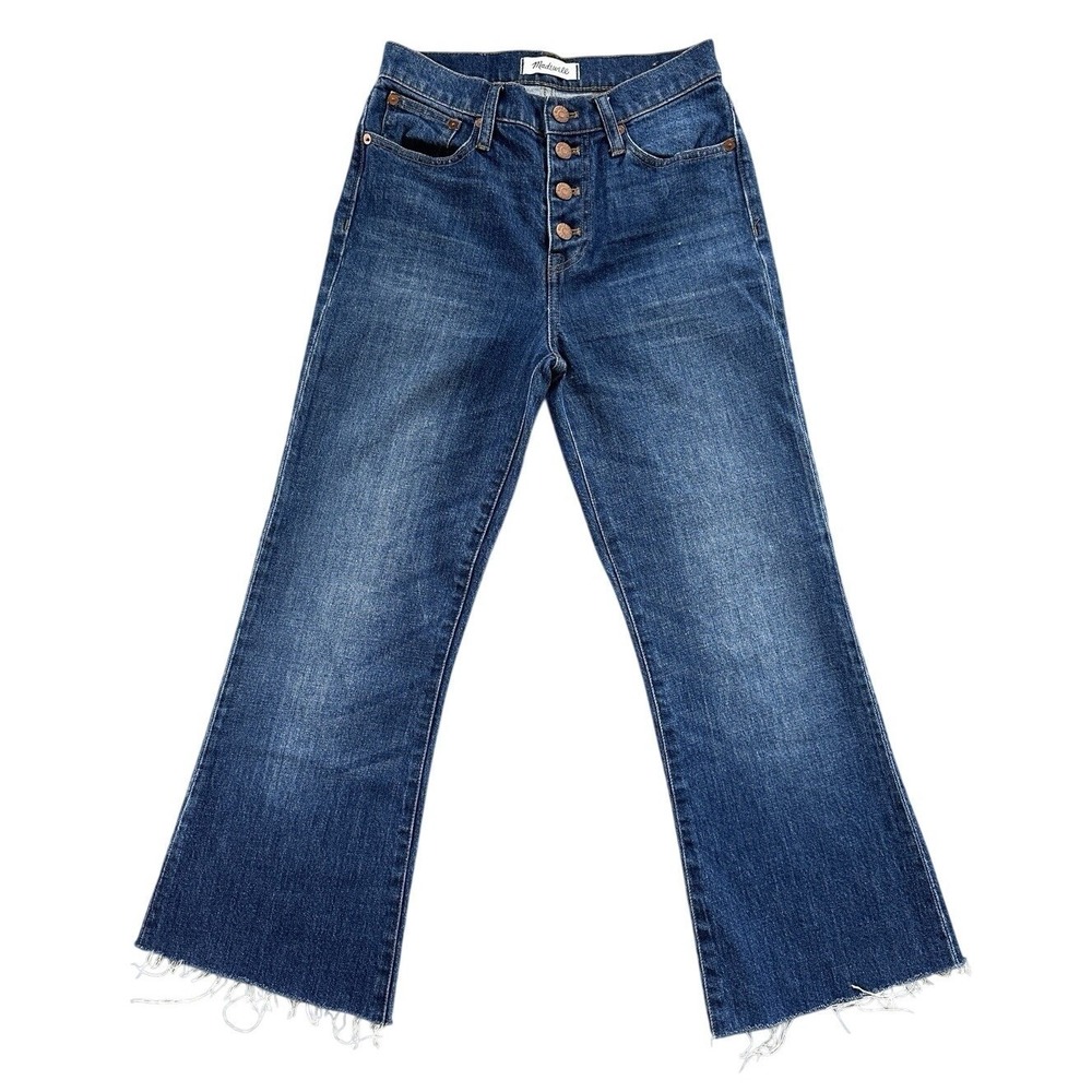 Madewell Flea Market Flares High Rise Button Fly Raw Hem Jeans‎ 25 Boho Summer